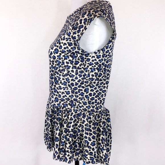 Rebecca Taylor blue cheetah peplum top - Picture 4 of 8